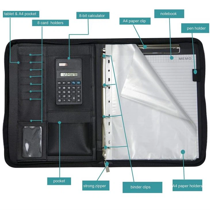 A4 Faux Leather Portfolio
