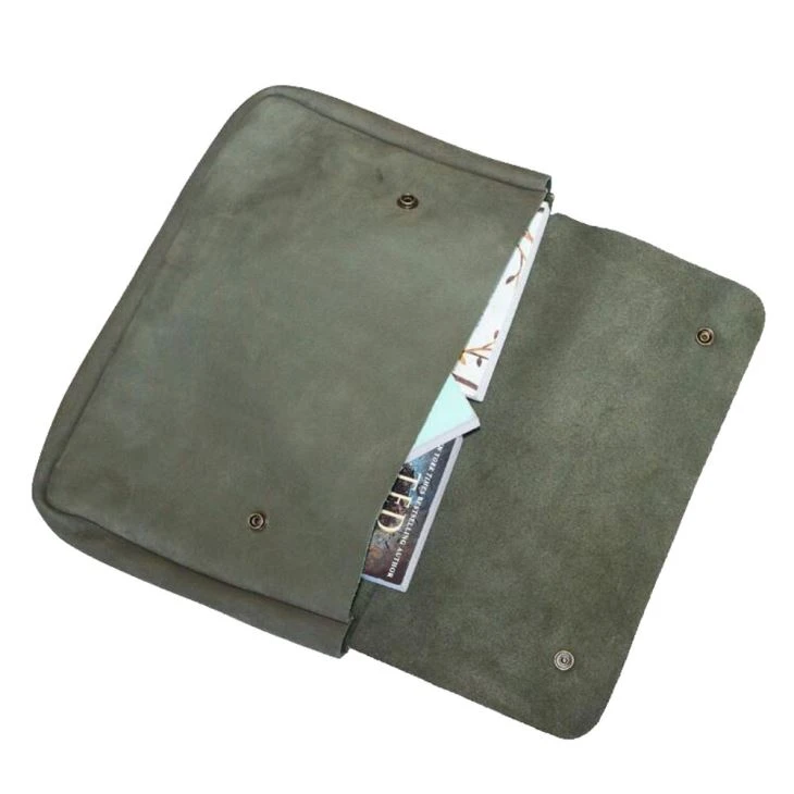 Vintage Leather Document Holder Closure With  Snap