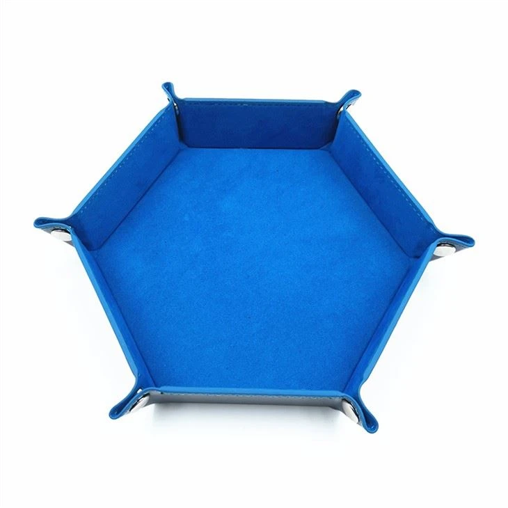 Hexagon Folding PU Leather and Velvet Dice Tray Hexagon Folding PU Leather and Velvet Dice Tray